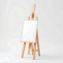  Transparent PNG available Wooden easel with a white canvas isolated on a transparent background 