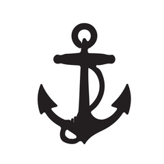 Black anchor icon silhouette vector