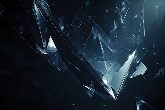 Abstract Geometry A Dance of Light and Shadow on Crystalline Structures Revealed - Powered by Adobe