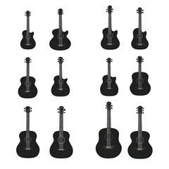 Fototapeta premium Guitar icon set. Acoustic guitar silhouette. Vector --v 6.1 --s 750 --raw