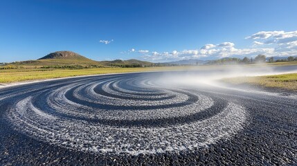 Fototapeta premium Drifting Car Tire Marks with Asphalt Road.