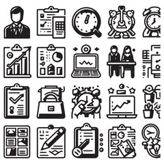 vector collection of office work icon clipart in editable line style
