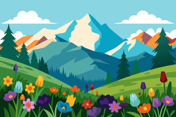 Fototapeta premium secluded alpine meadow with colorful wildflowers