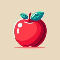 Flat Red Apple Vector Icon