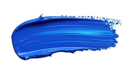 Hand painted blue stroke of paint isolated on transparent background