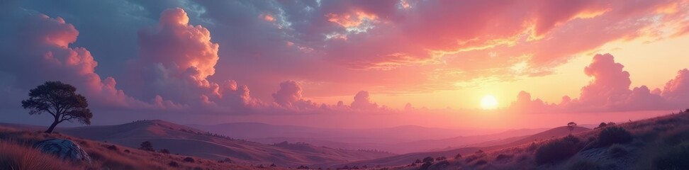 Obraz premium Subtle earth tones blending into vibrant sky hues , sunrise, yellow