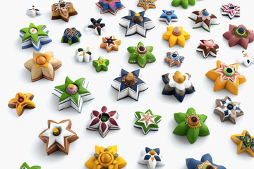 Fototapeta premium Colorful bunch of varied stars depicted in a magical arabian nights themed illustration with high-quality artistic design