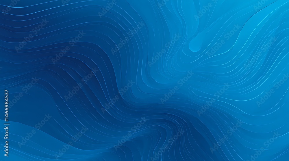 Poster Flowing blue gradient with an abstract wave pattern