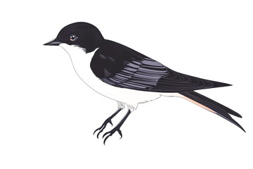 Obraz premium Detailed illustration of a black and white bird on a white background