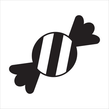 recommend clip art: Candy icon black and white vector illustration, sweet wrapped candy silhouette clipart.