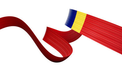 3d Flag Of Romania 3d Wavy Shiny Romania Ribbon Flag 3d Illustration