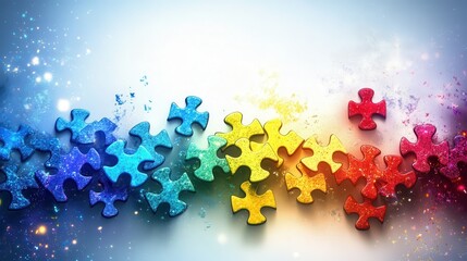 Colorful jigsaw puzzle pieces symbolizing diversity inclusion cooperation collaboration and creativity in a vibrant artistic composition
