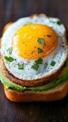 Gourmet Open-Faced Sandwich with Fried Egg and Avocado