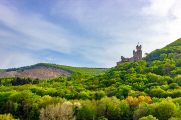 Burg Sooneck (Sooneck Castle), hidden in the forested hills of the Upper Middle Rhine Valley, Germany