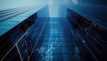 Modern Glass Buildings Integrating AI Automation and Network Systems