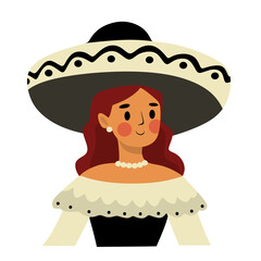 Cinco de Mayo Vector. mexican girl wearing sombrero