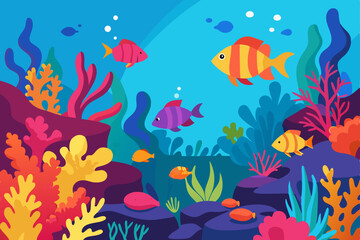 vibrant coral garden in shallow ocean with colorfu.svg