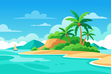 vibrant tropical island scene with crystal waters .svg