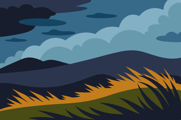 wild highland moor with windswept grasses 