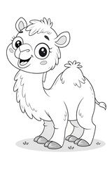 Obraz premium Colouring page for kids, hand drawn vector illustration of a cartoon Camel, pre school Colouring page, animal Colouring page, flower Colouring page, adult Colouring page, 
