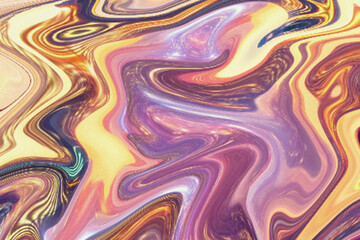 Hyperrealistic Marbled Abstract Painting with Swirling Warm and Cool Tones