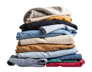 PNG pile of clothes isolated transparency background Generative AI