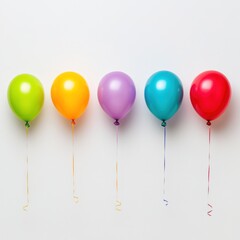 Colorful party balloons arranged in a row