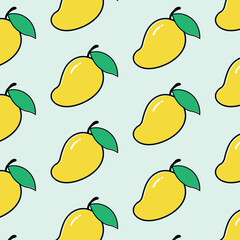 Cute Yellow Mango Vector Pattern – Simple Fruit Seamless Background for Kids and Decor
