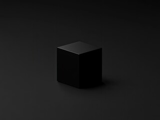 Black cube on dark background