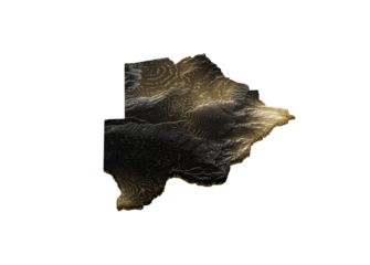 Botswana Map Golden Metallic Texture Map Gold Reserves And Gold Mining Concept 3D Illustration