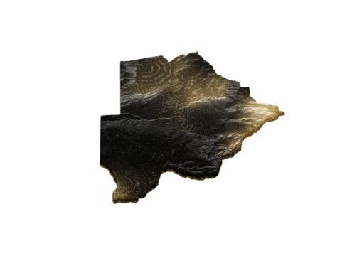 Botswana Map Golden Metallic Texture Map Gold Reserves And Gold Mining Concept 3D Illustration