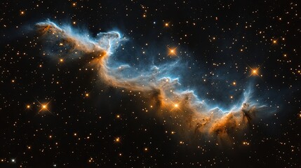 Stunning view of a vibrant cosmic nebula illuminated by distant stars, showcasing wispy clouds and intricate structures in deep space