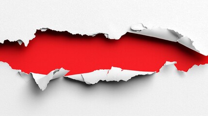  tear in paper revealing vibrant red color underneath