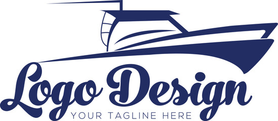 Center Console Boat logo. Unique and fresh Center console boat with Water splash in it. Great to use as your boat company logo