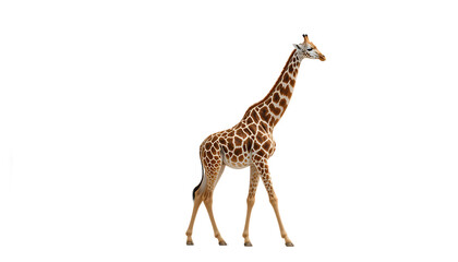 Obraz premium Elegant Giraffe isolated on white background, majestic African wildlife.