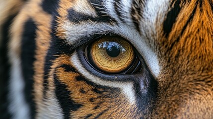 Close-up tiger eye, showcasing intricate detail