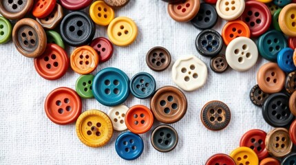 Colorful Assortment of Various Crafting Buttons on Light Background