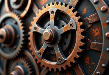 intricate industrial metal plate gear design textures riveted edges mechanical patterns, textured, background, shiny, steel, machine, technology, circular