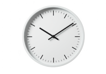 White round clock isolated on transparent background