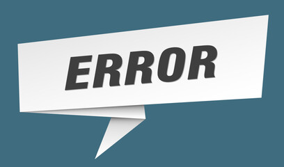 error banner. error speech bubble, label, sticker, sign template