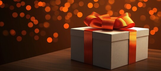 Gift Box with Orange Ribbon