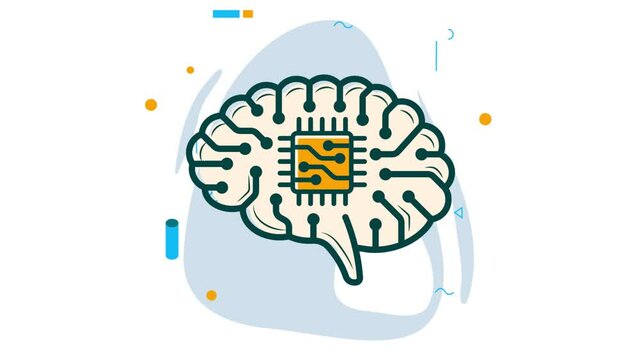 Human Brain computer machine interface animation, endovascular and intracortical microelectrode animated video Artificial intelligence Clip Natural Language Processing footage Machine Learning motion