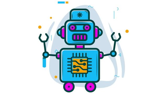 Caregiver Robots Programed with AI animation, cybernetics Biorobot animated video, Artificial intelligence Clip, Natural Language Processing footage, Dee Machine Learning motion graphics