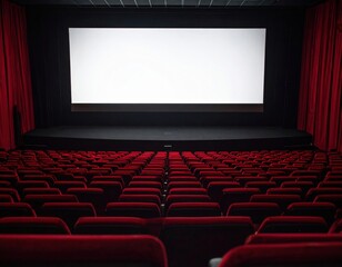Fototapeta premium Empty Movie Theater Auditorium With Blank Screen