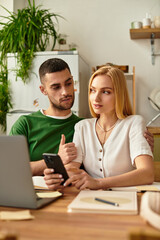 Romantic moment shared by a couple while relaxing at home in a cozy, inviting kitchen space