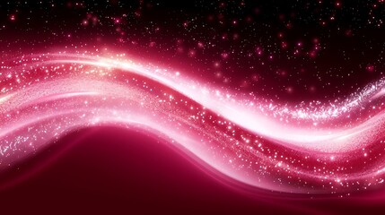 Fototapeta premium Sparkling luminous wave in a cosmic crimson galaxy background illustration