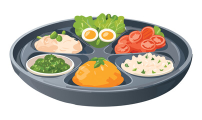 Vector Illustration of Set of Healthy Menu Platter