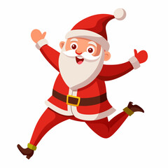 Santa Claus energetically leaping forward in his traditional attire 