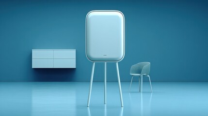 Blue room with modern furniture display