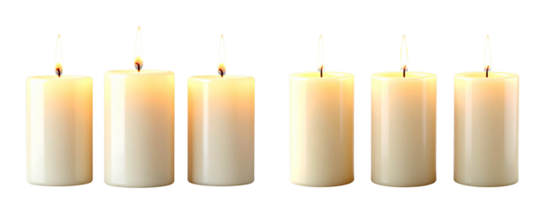  Set of Three LED Flameless Candles with Realistic Flicker, Battery Operated, Transparent PNG (1).jpg